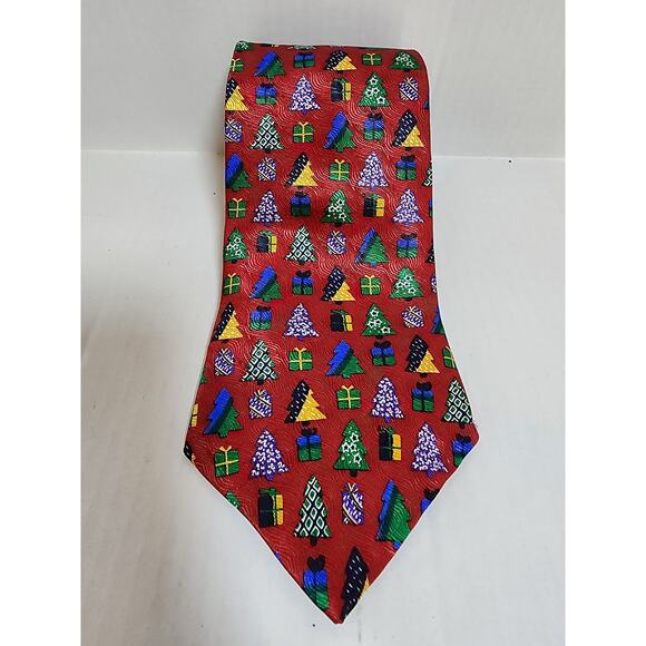 Men's 100% Silk St. Nick's Tie Shop Christmas Tree Tie - Picture 1 of 4